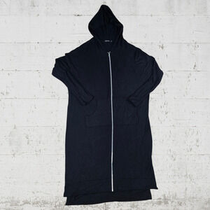 Drama Black Easy Zip Up Hooded Long Sleeve USA Made Casual Shirt Dress Size 0